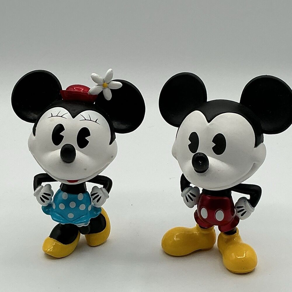 Heavy Vinyl And Metal Mickey And Minnie Mouse Figures 3.5"